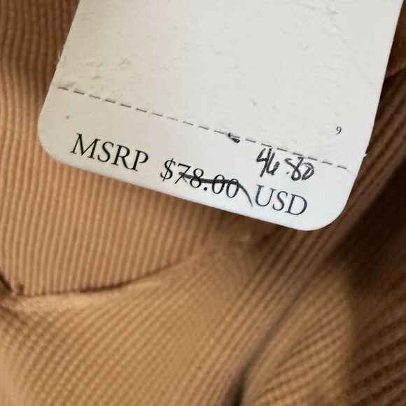 NWT Free People Hoodie XL Margo Bran Burnt Orange Waffle Knit Pullover V Neck - Picture 4 of 10